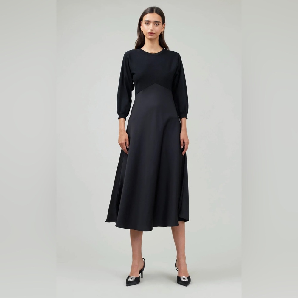 NWT CURRENT AIR Vienna Knit Midi Dress Small Black